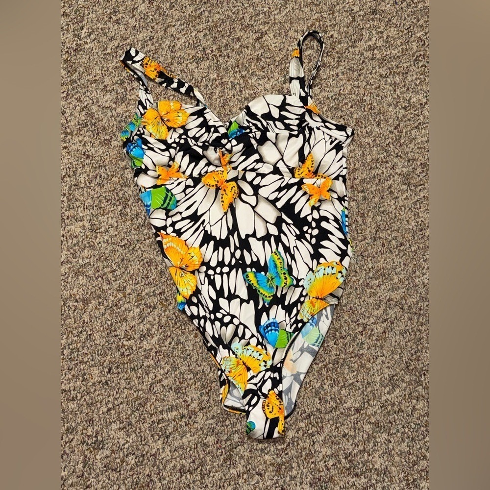 Women's plus size 18 Butterfly Print Swimsuit One Piece beach summer swim sports